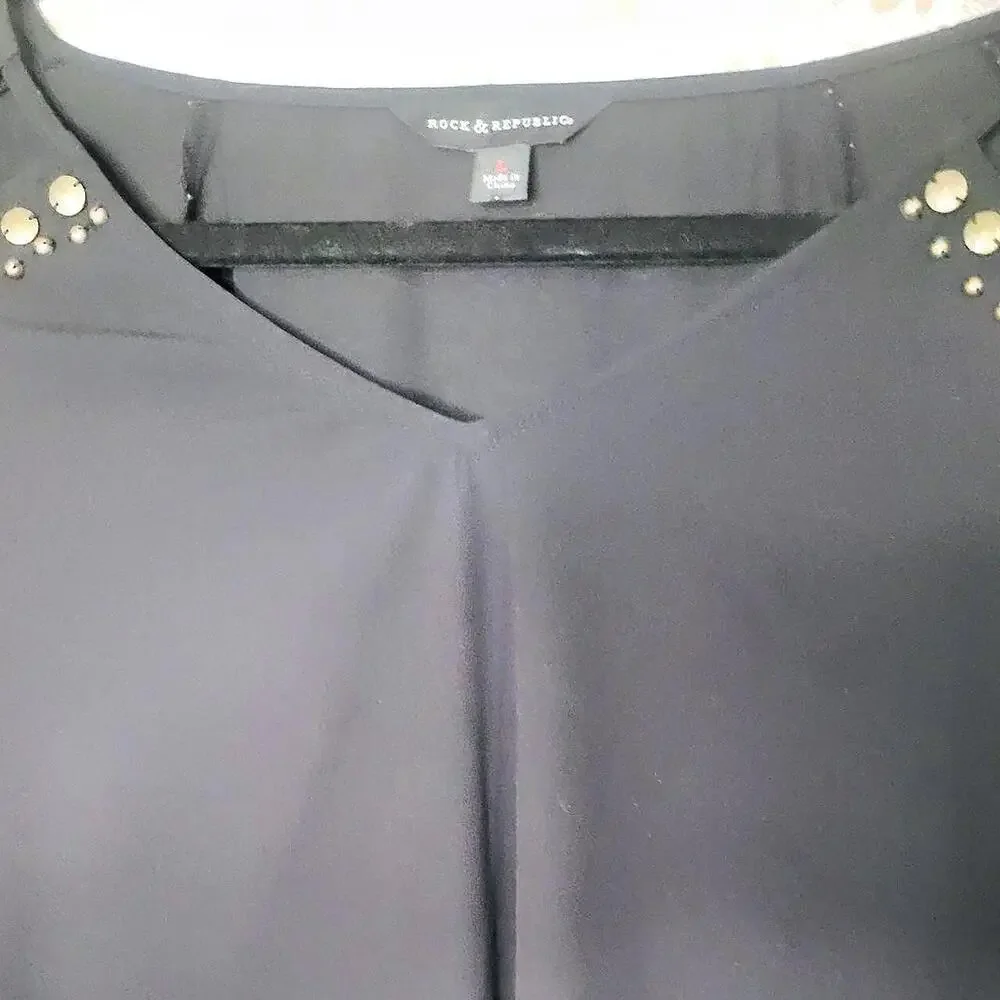 Victorian Rock & Republic gold studded boho blouse split sleeves - Picture 4 of 7